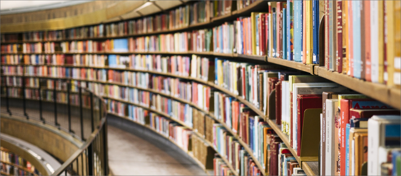 Books in shelf to represent the blog 